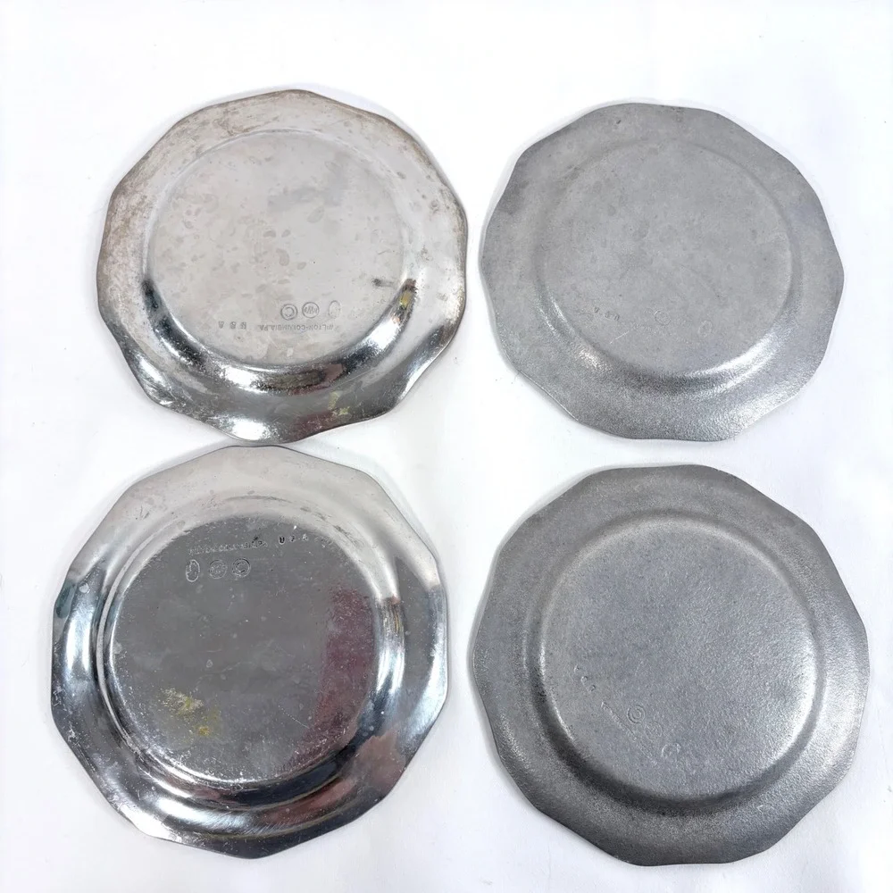 Wilton Armetale Plates Silver Queen Anne Scalloped RWP Pewter Set of 4 6 inch